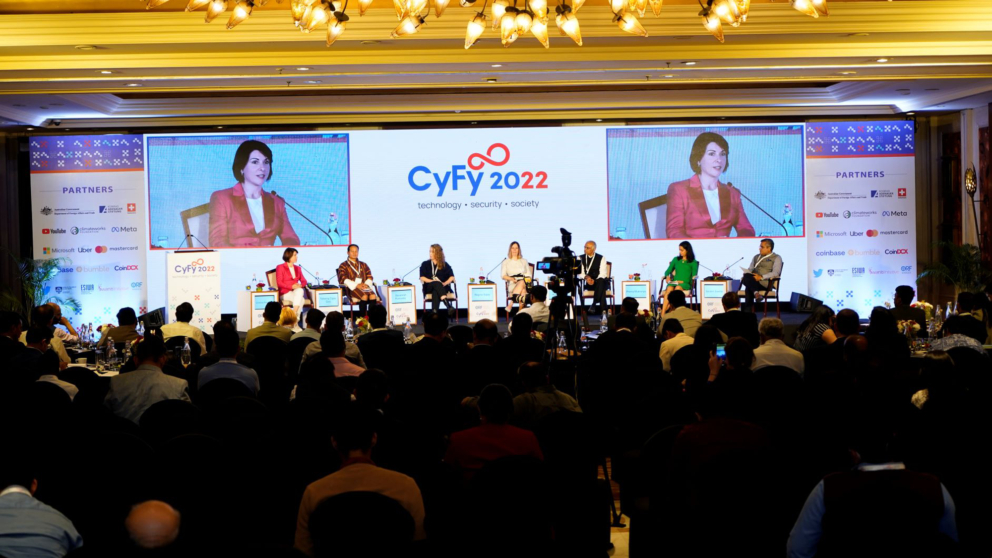 Christina Riesen speaking at the CyFy 2022