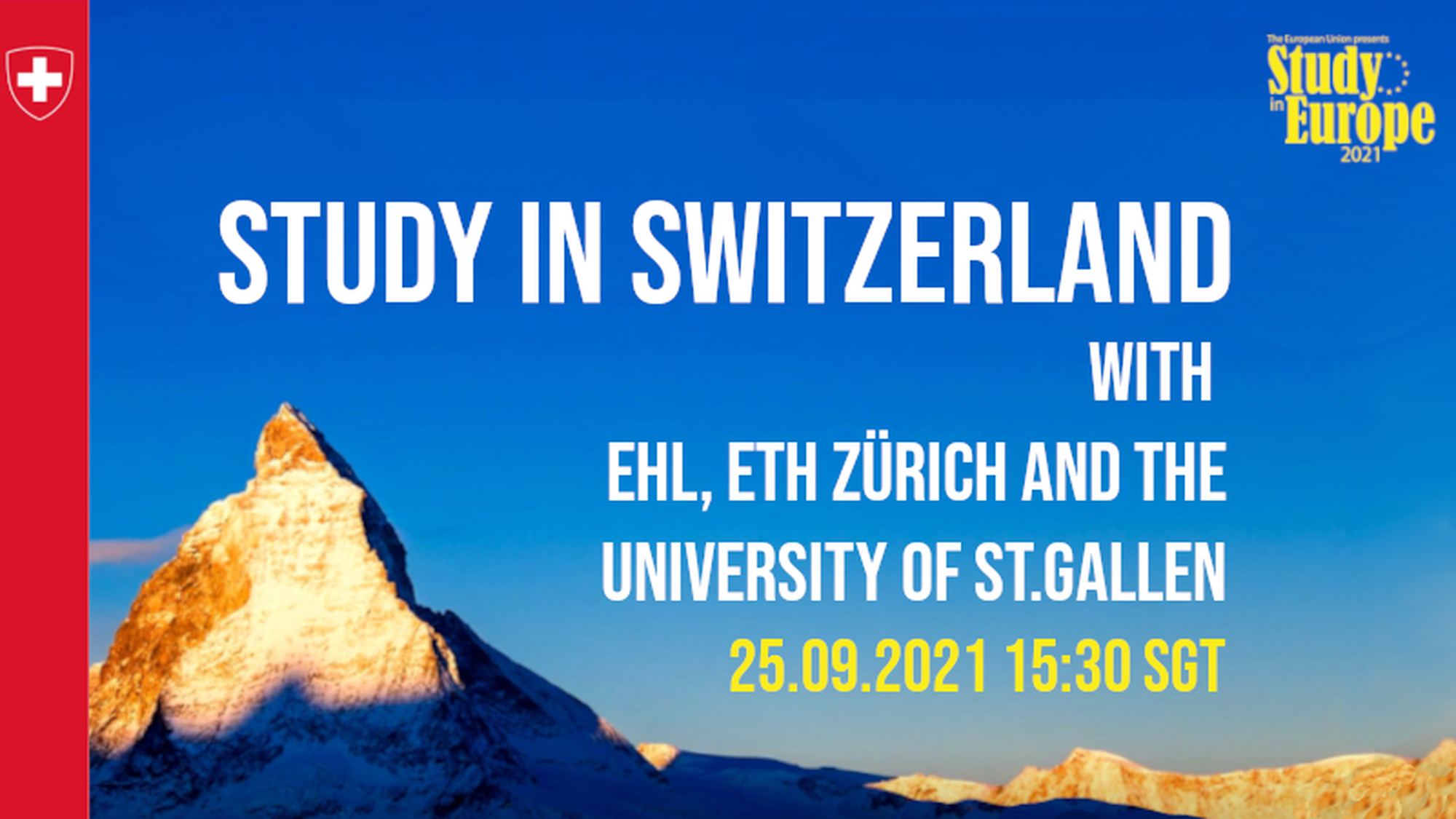 Poster for the webinar Study in Switzerland