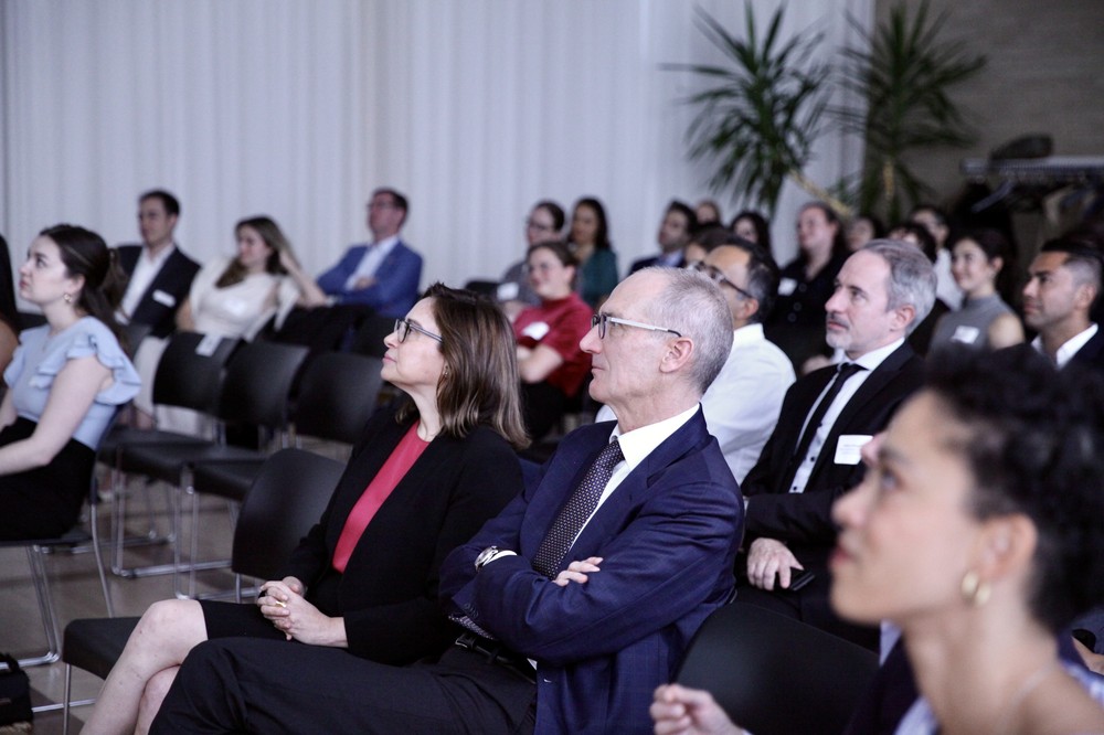 Swiss Academia Night: Ambassador Dr. Ralf Heckner and Dr. Makenzie Lystrup, Director of NASA’s Goddard Space Flight Center (2023–2025), listening to speakers