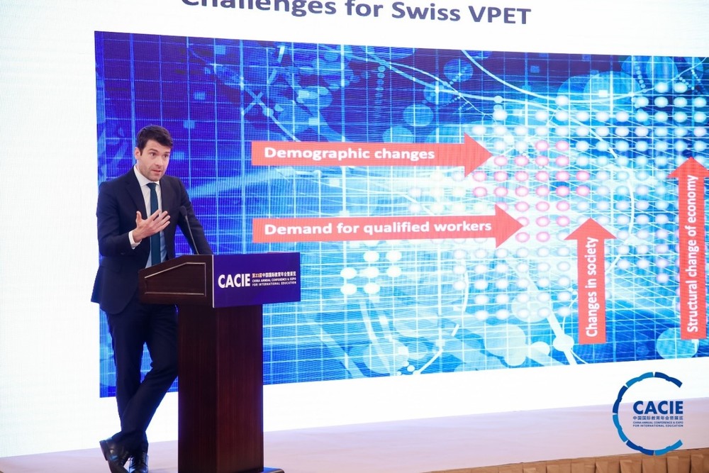 Science Counsellor, Dr. Philippe Roesle, presenting Swiss VPET at CACIE Photo: CACIE