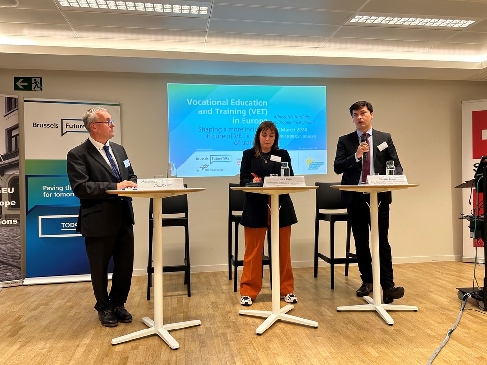 Year of Skills Event Panel, from left to right: Andreas Müller, DLR Project Management Agency; Grace Papa, European Federation of Food, Agriculture and Tourism Trade Unions; Mergim Jahiu, SFUVET