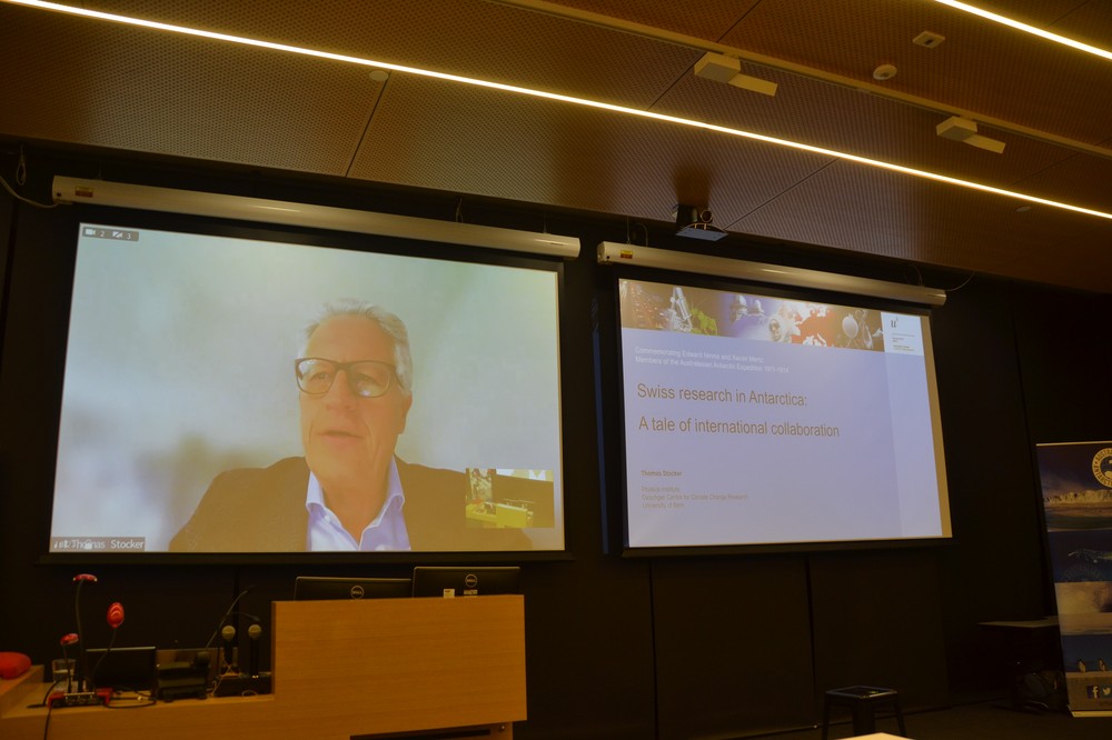 Professor Thomas Stocker, President Oeschger Centre for Climate Change Research at the University of Bern, presenting at the seminar “Antarctic Science a Century after Mawson, Mertz and Ninnis”